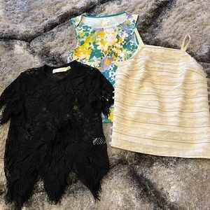 Lot of 3 Anthropologie tanks and shirt (Maeve, Bishop + Young) XS/XS/sz 0